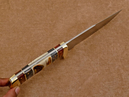 Handmade 12-Inch D2 Clip Point Full Tang Bowie Hunting Knife with Sheath – Outdoor Survival