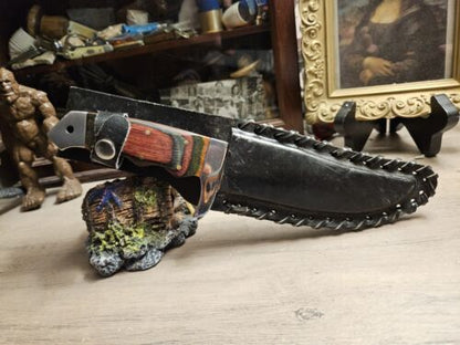 Full Tang Skinner Knife Stainless Steel Wooden Handle with Leather Sheath