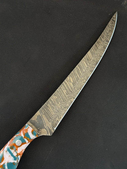 12" Custom Fillet Knife Handmade Damascus Fillet Knife for Kitchen W/Sheath