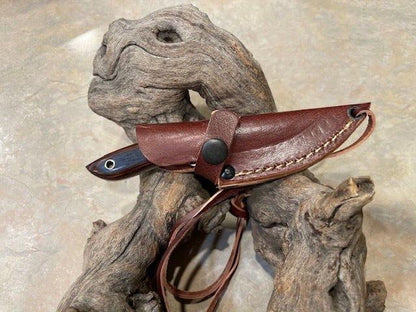 5" Carbon Steel Skinner Knife – Laminate Wood Handle with Leather Sheath