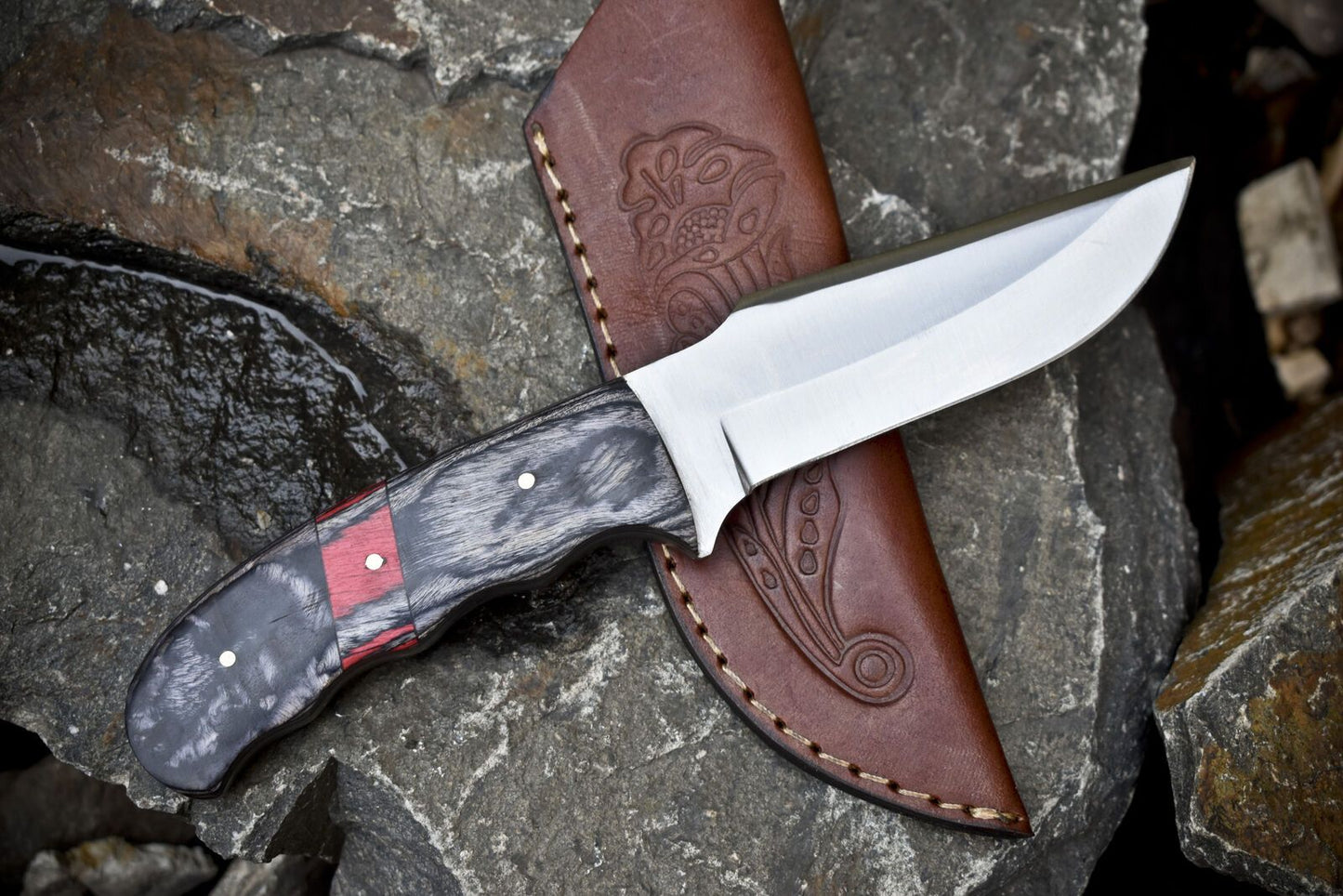 Hand Forged Skinner Knife 440C Steel Hardwood Handle Survival Edition