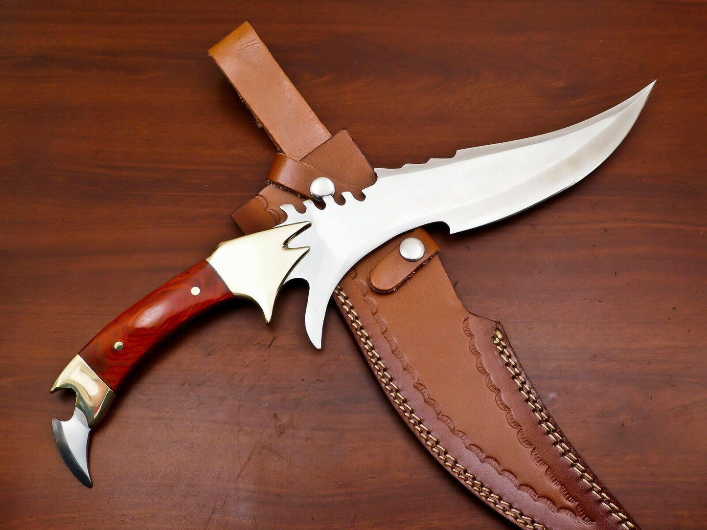 Handmade 12-Inch D2 Steel Fixed Blade Full Tang Bowie Hunting Knife