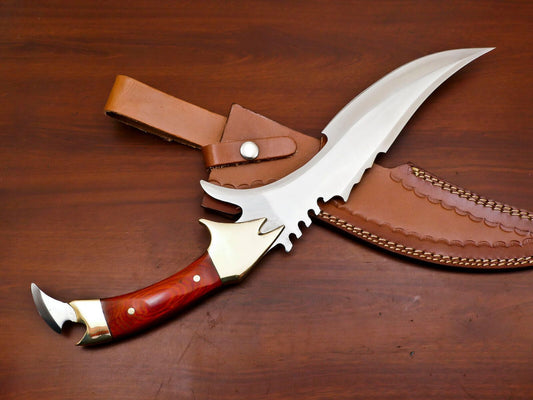 Handmade 12-Inch D2 Steel Fixed Blade Full Tang Bowie Hunting Knife