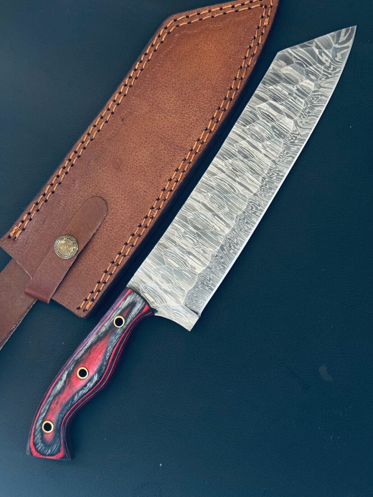 13" Handmade Fire Storm Damascus Steel Chef Knife | Kitchen Fillet Knife