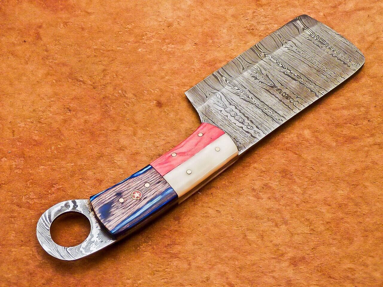 10" Professional Chef Chopper Knife Cleaver Damascus Blade with Camel Bone Handle