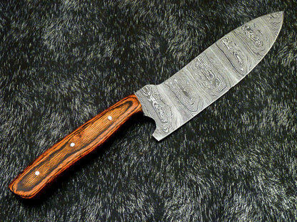 12" Professional Damascus Steel Chef Knife – Handmade Blade with Hardwood Handle