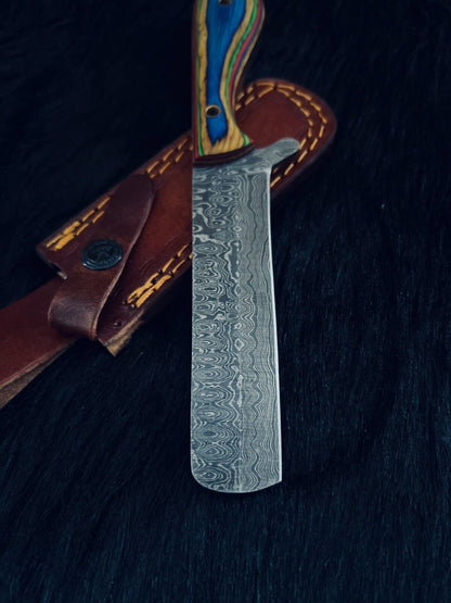 9" Cowboy Bowie Knife – Damascus Steel Blade & Wood Handle