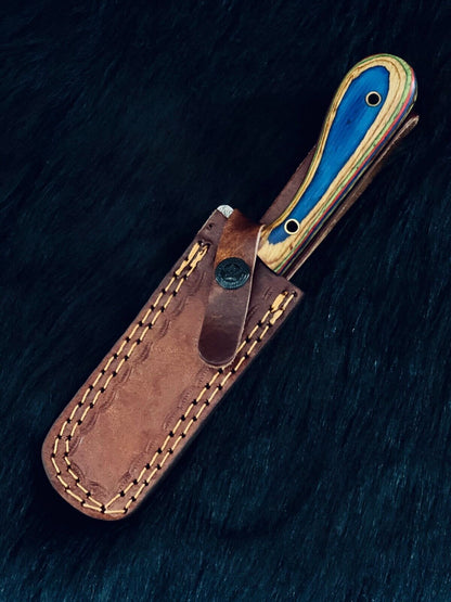 9" Cowboy Bowie Knife – Damascus Steel Blade & Wood Handle