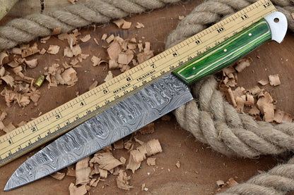 Custom Handmade Forged Damascus Steel Kitchen Chef Knife – 12" Overall, 7" Blade