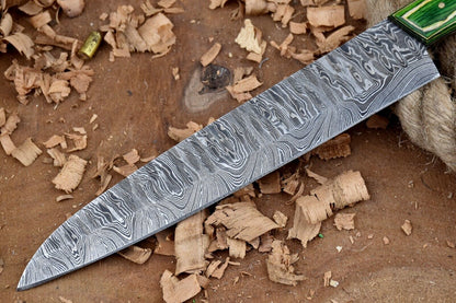 Custom Handmade Forged Damascus Steel Kitchen Chef Knife – 12" Overall, 7" Blade