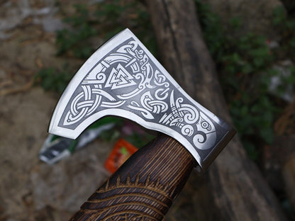 Handmade 21 Inch Viking Axe with Carbon Steel Blade and Ash Wood Handle