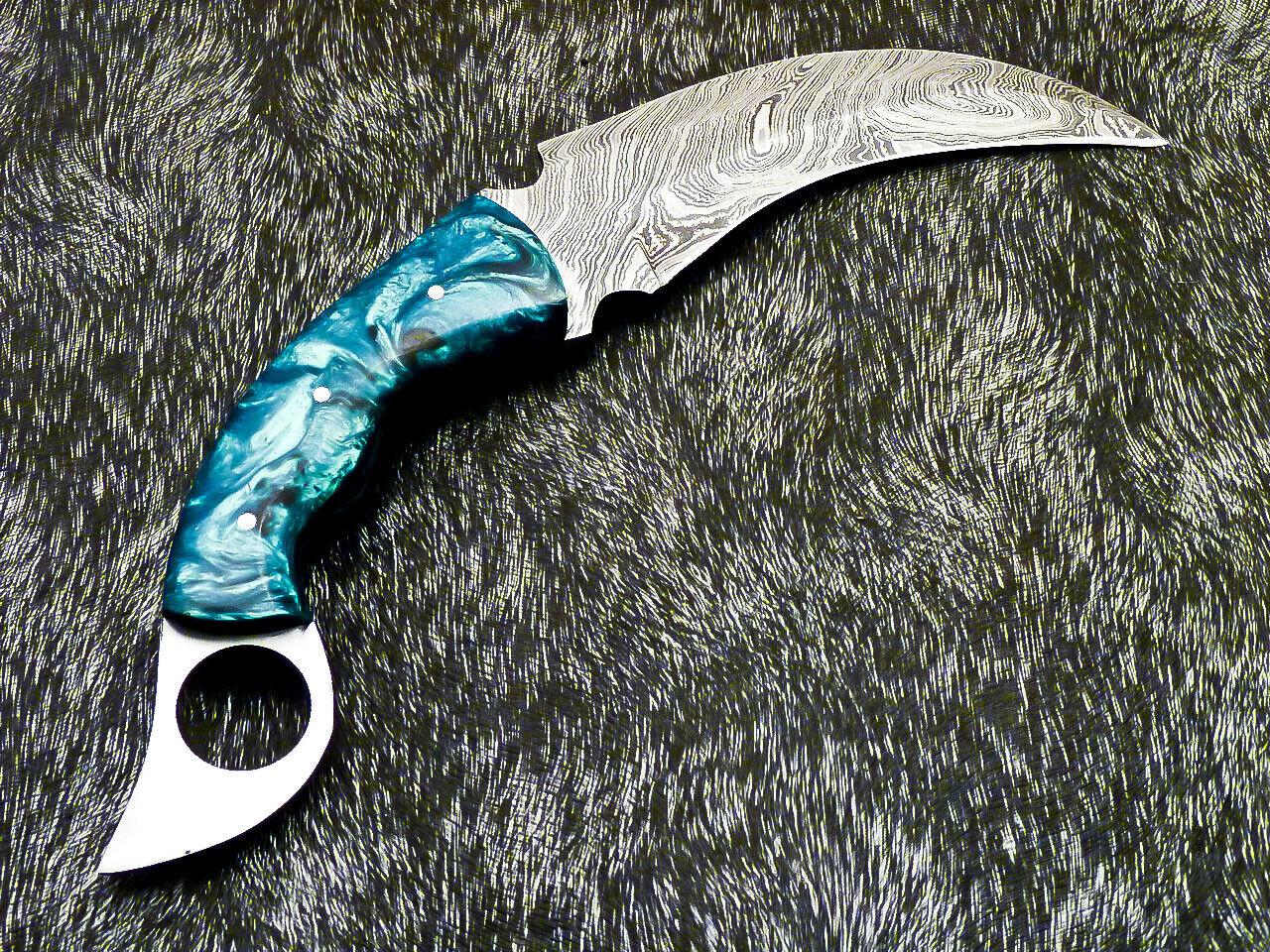 10” Custom Hand Forged Damascus Karambit Knife Full Tang Best Karambit with Resin Handle