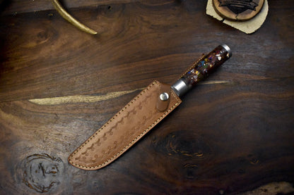 Forged Hunting Skinner Knife Twist Damascus Steel Blade with Micarta Handle and Steel Bolster – Outdoor Sports Knife