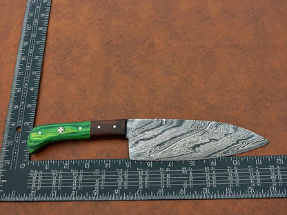 Custom Handmade Damascus Steel Chef Knife – BBQ Special Multi-Use Knife – 11” with Wood Handle & Leather Sheath