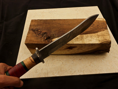 14.5" Damascus Steel Bowie Knife – Pakka & Olive Wood Handle