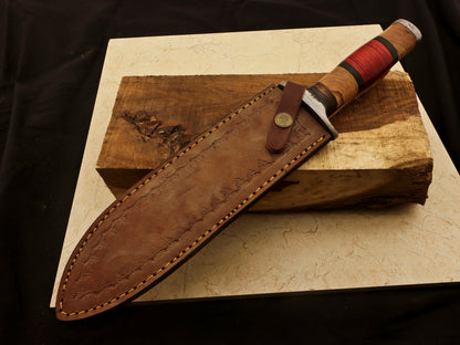 14.5" Damascus Steel Bowie Knife – Pakka & Olive Wood Handle