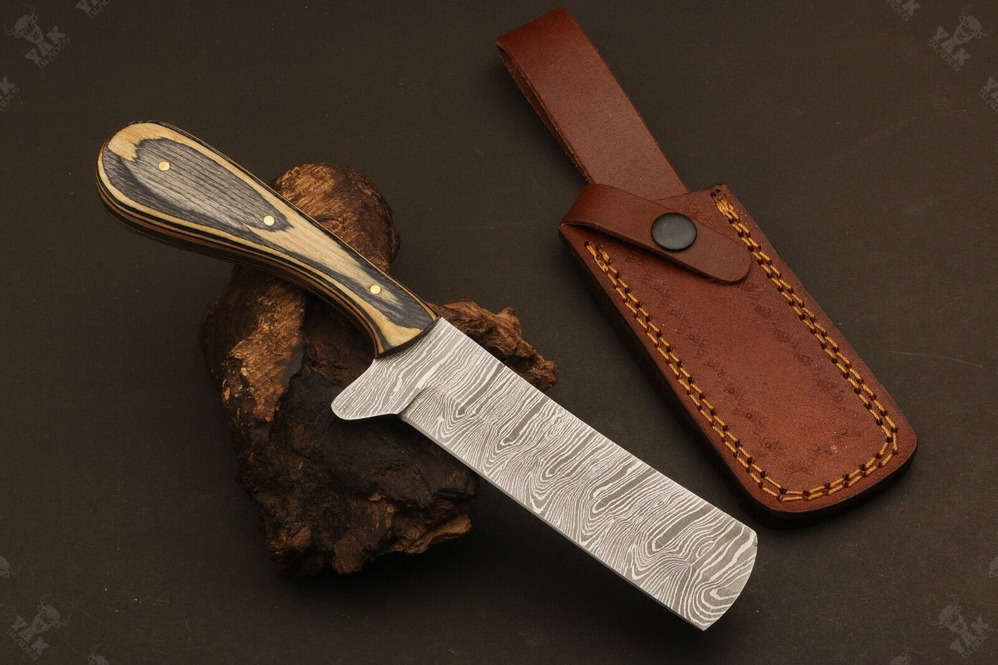 Handmade 9"Best Damascus Steel Bull Cutter Knife Custom Cowboy Bull Knife with Wood Handle
