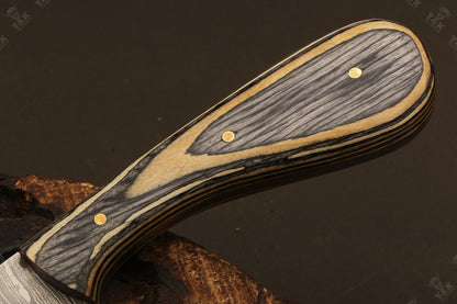 Handmade 9"Best Damascus Steel Bull Cutter Knife Custom Cowboy Bull Knife with Wood Handle