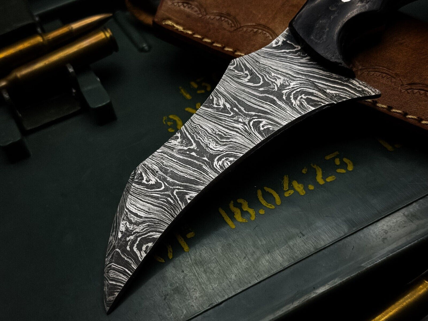 8" Damascus Karambit Knife Best Damascus Steel Karambit with Horn Handle