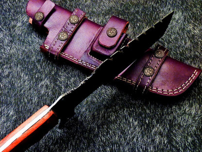 13.5 Inch Handmade Damascus Full Tang Bowie Knife with Olive Wood Handle