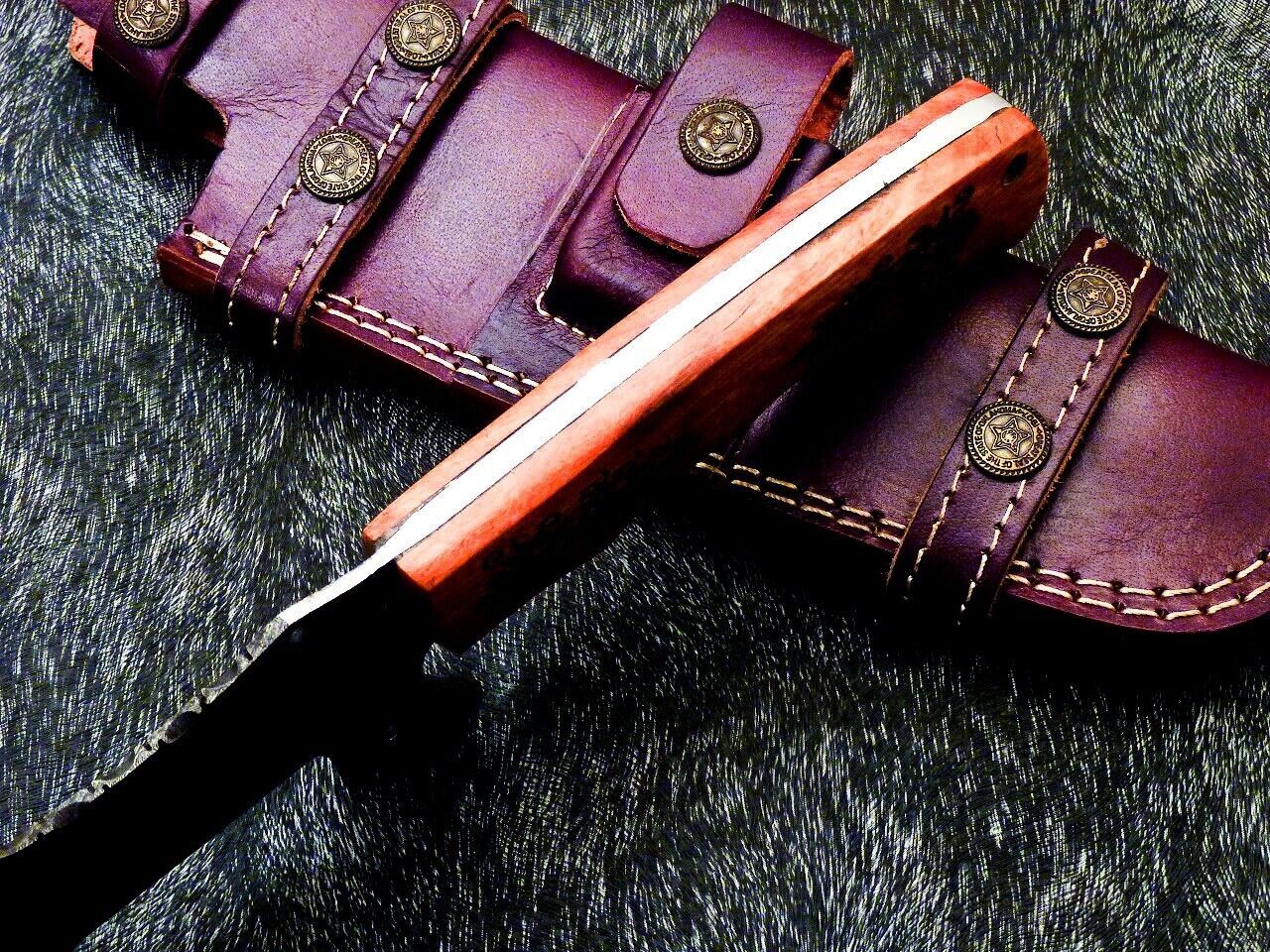 13.5 Inch Handmade Damascus Full Tang Bowie Knife with Olive Wood Handle