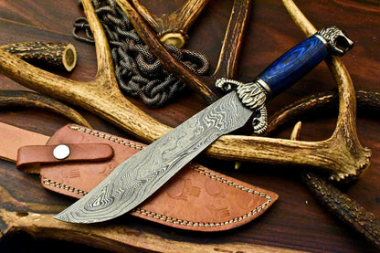 15” Handmade Damascus Bowie Knife – Hard Wood Handle