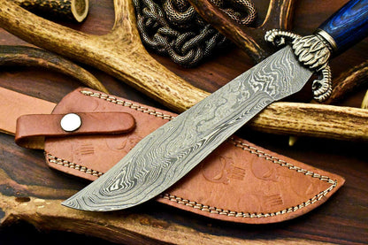 15” Handmade Damascus Bowie Knife – Hard Wood Handle