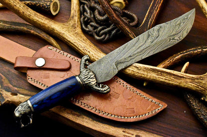 15” Handmade Damascus Bowie Knife – Hard Wood Handle