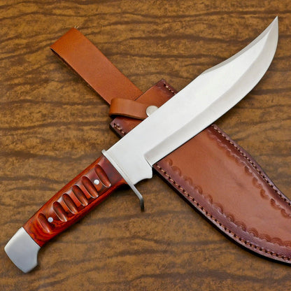Elite 12-Inch D2 Steel Full Tang Bowie Hunting Knife with Pakka Wood Handle