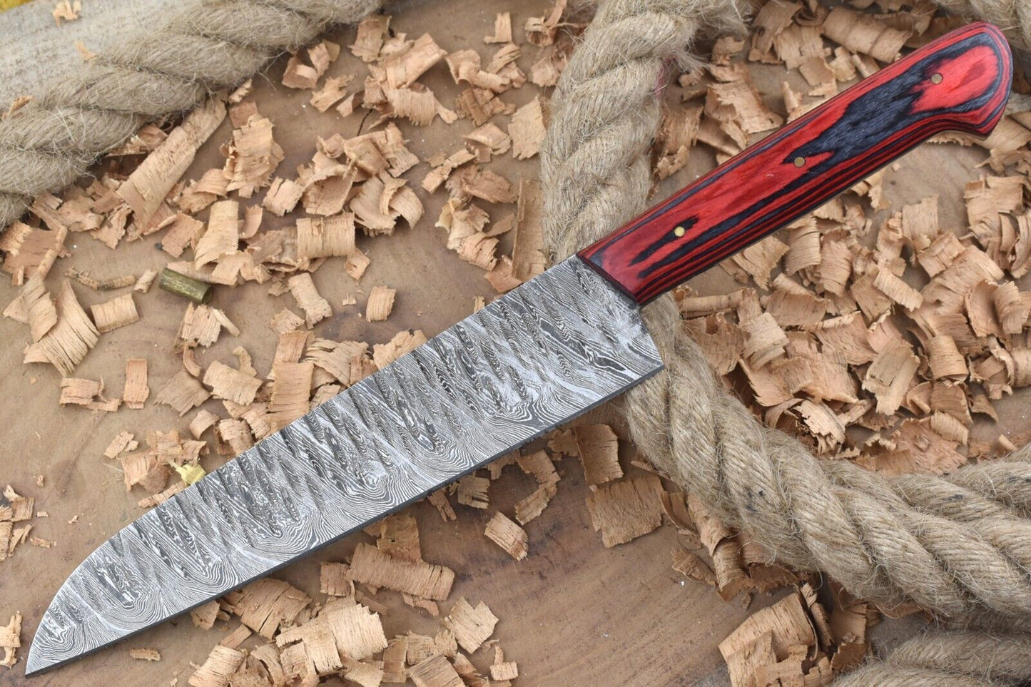 Damascus Steel Kitchen Chef Knife – Red & Black Dollar Thappa Handle