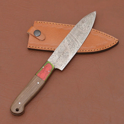 Premium Handmade Damascus Steel Fillet Chef Knife with Elegant Pakka Wood Handle
