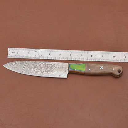 Premium Handmade Damascus Steel Fillet Chef Knife with Elegant Pakka Wood Handle