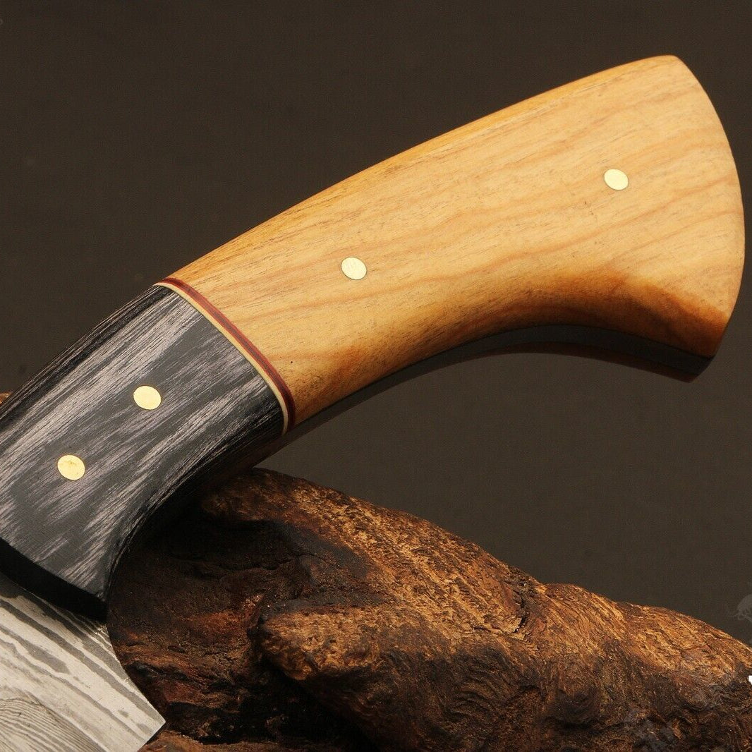 Heritage Forge 9" Ladder Damascus Steel Hunting Knife with Wood Handle