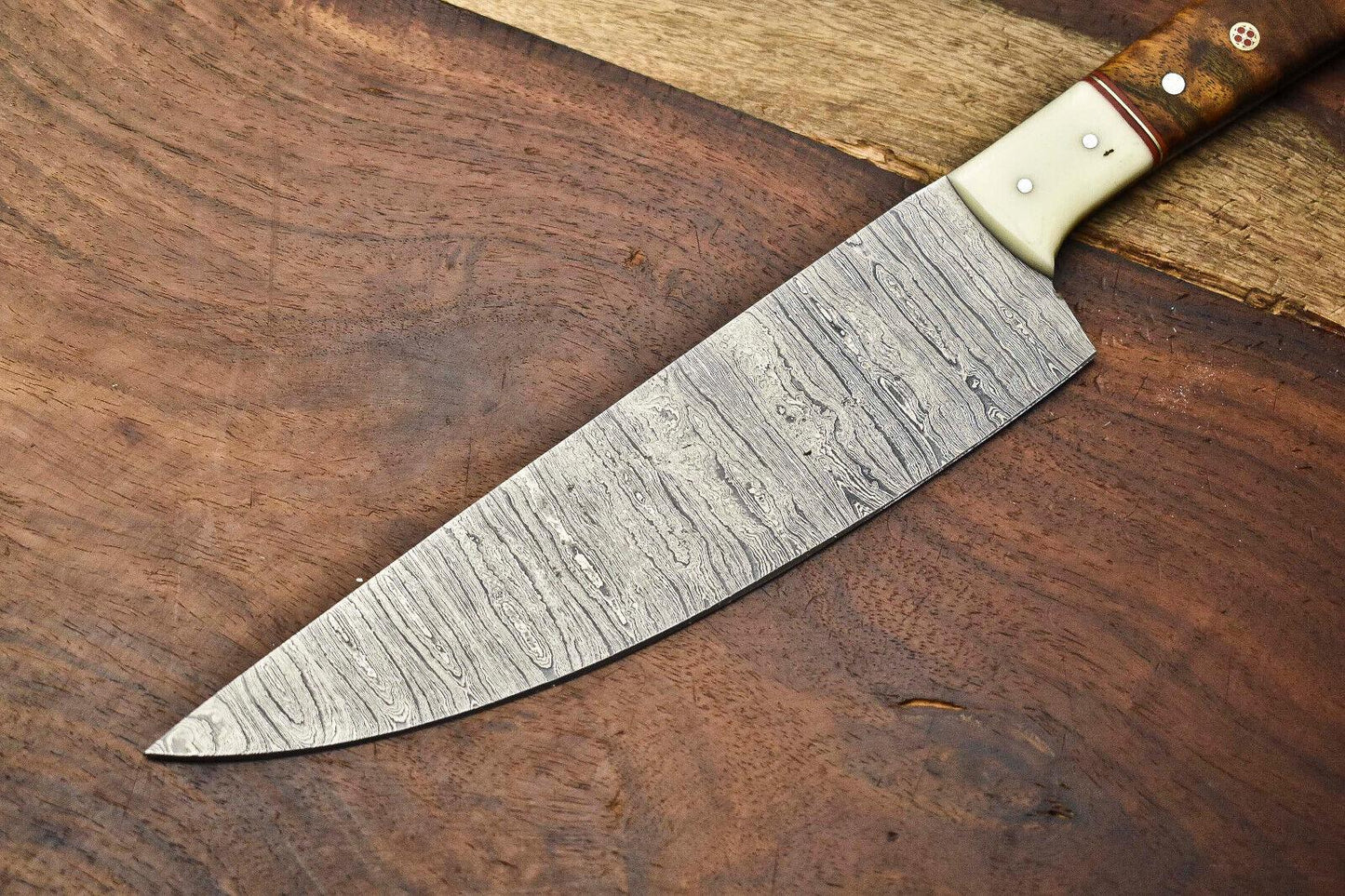 12.0" Hand-Forged Damascus Steel Chef Knife – Full Tang Kitchen Knife