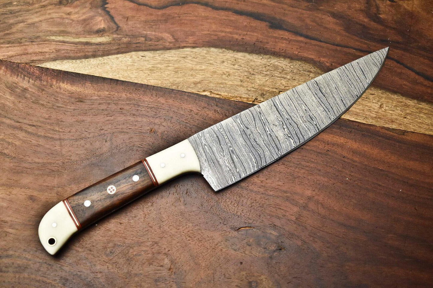 12.0" Hand-Forged Damascus Steel Chef Knife – Full Tang Kitchen Knife