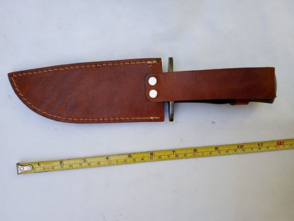 Heritage Forge 10.5 Inch Damascus Steel Bowie Knife with Micarta Handle Full Tang + Leather Sheath