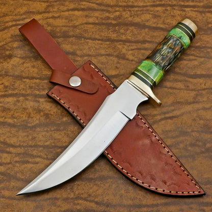 Custom Handmade D2 Steel Bowie Knife | Hunting & Outdoor Fixed Blade 12"