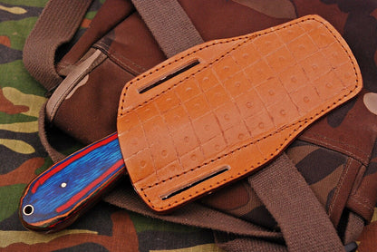 Hand Forged Damascus Steel Bull Cutter Knife Custom Cowboy Bull Knife with Wood Handle