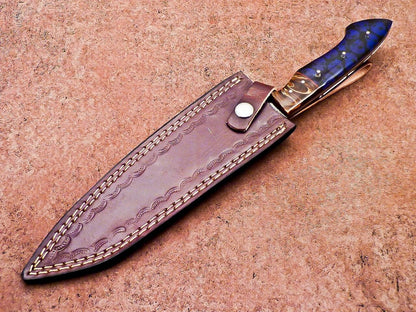 Professional Damascus Steel Chef Knife 13" Resin Handle Handmade