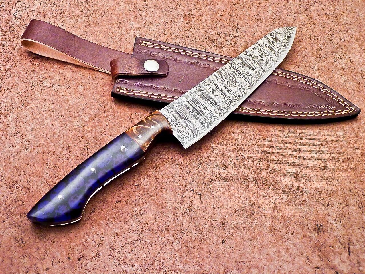 Professional Damascus Steel Chef Knife 13" Resin Handle Handmade