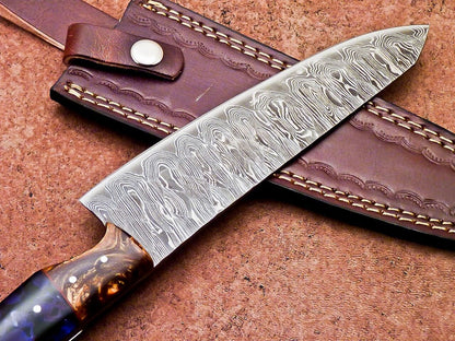 Professional Damascus Steel Chef Knife 13" Resin Handle Handmade