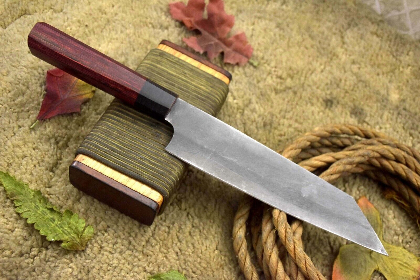 13.7" Custom Handmade Spring Steel 5160 Chef Knife with Wooden Handle