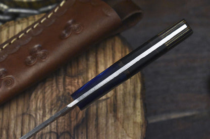 Forged Twist Damascus Skinner Knife with Hard Wood Handle for Hunting
