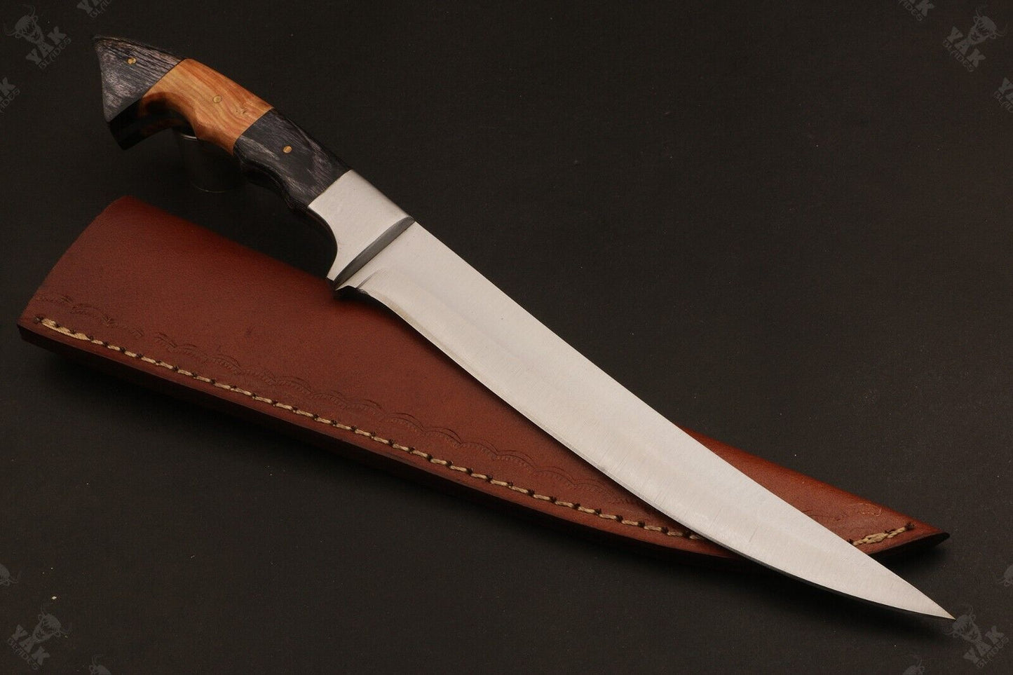 13.5" Handmade D2 Steel Fillet Knife Sharp Fillet Knife & Custom Fillet Knife With Leather Sheath