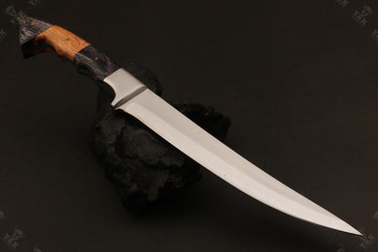 13.5" Handmade D2 Steel Fillet Knife Sharp Fillet Knife & Custom Fillet Knife With Leather Sheath