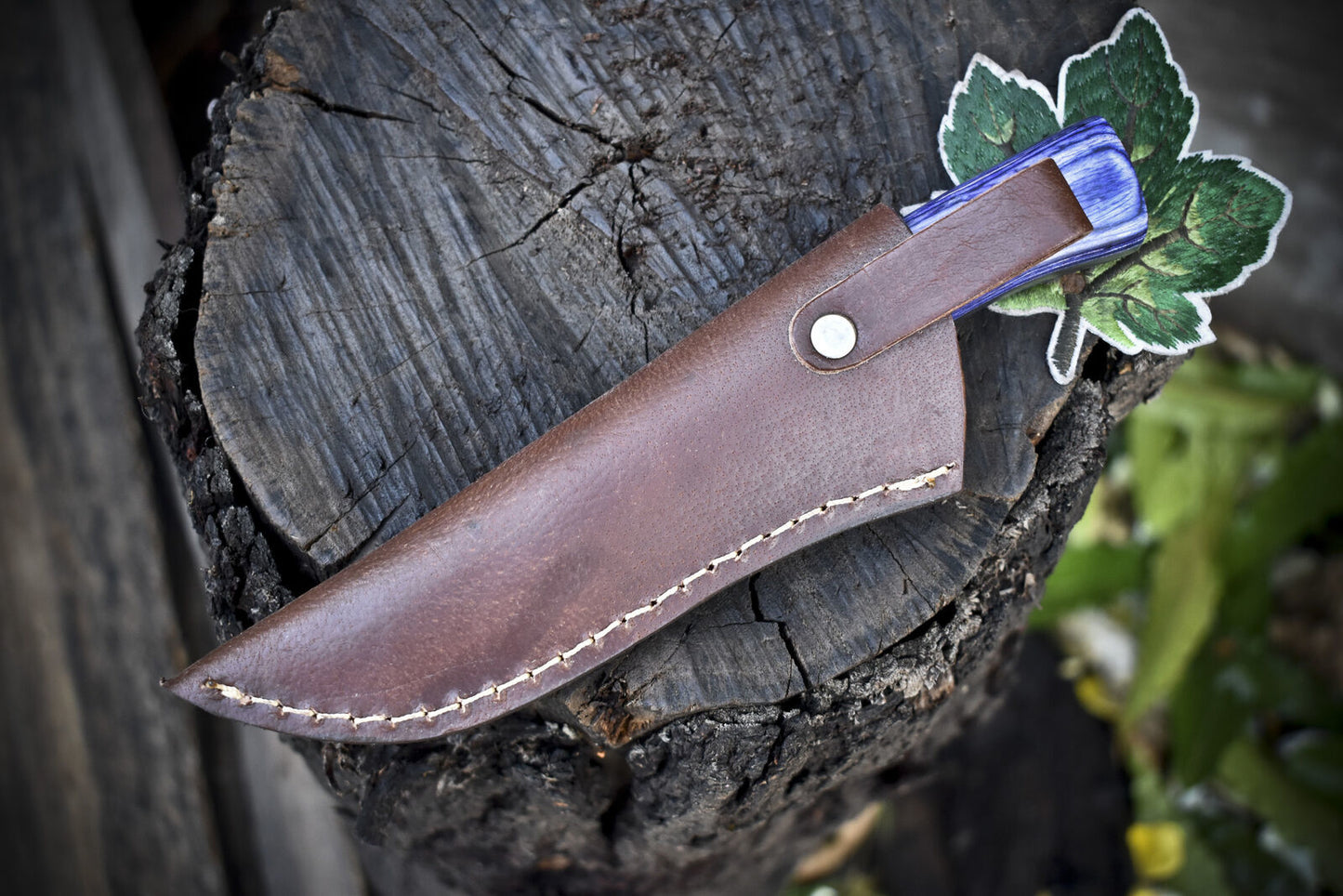 8" Twist Damascus Skinner Knife Hard Wood Handle Custom Handmade W/Sheath