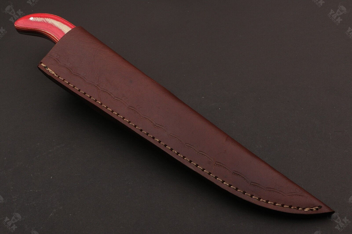 12.5" Custom Hand Forged Damascus Fillet Knife Damascus Steel Fillet Knife With Leather Sheath