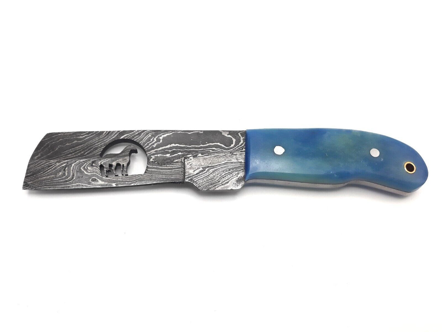 Hand Forged Damascus Steel Bull Cutter Knife 8" Custom Bull Cutter Knife with Resin handle