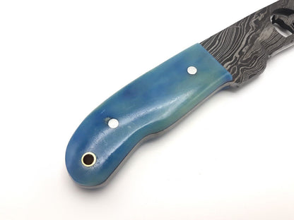 Hand Forged Damascus Steel Bull Cutter Knife 8" Custom Bull Cutter Knife with Resin handle