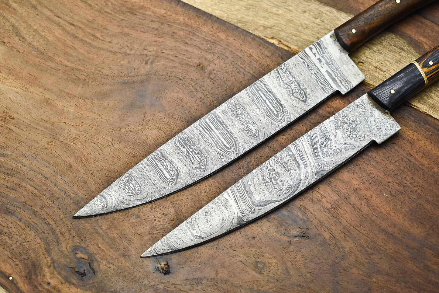 Lot of 2 Handmade Damascus Blade Full Tang Chef Set Knives – 100% Handmade